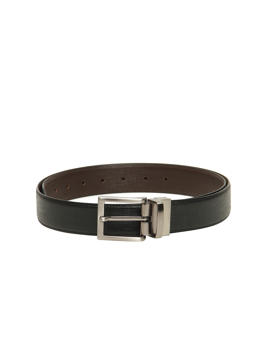 

Calvadoss Men Black Textured Reversible Belt