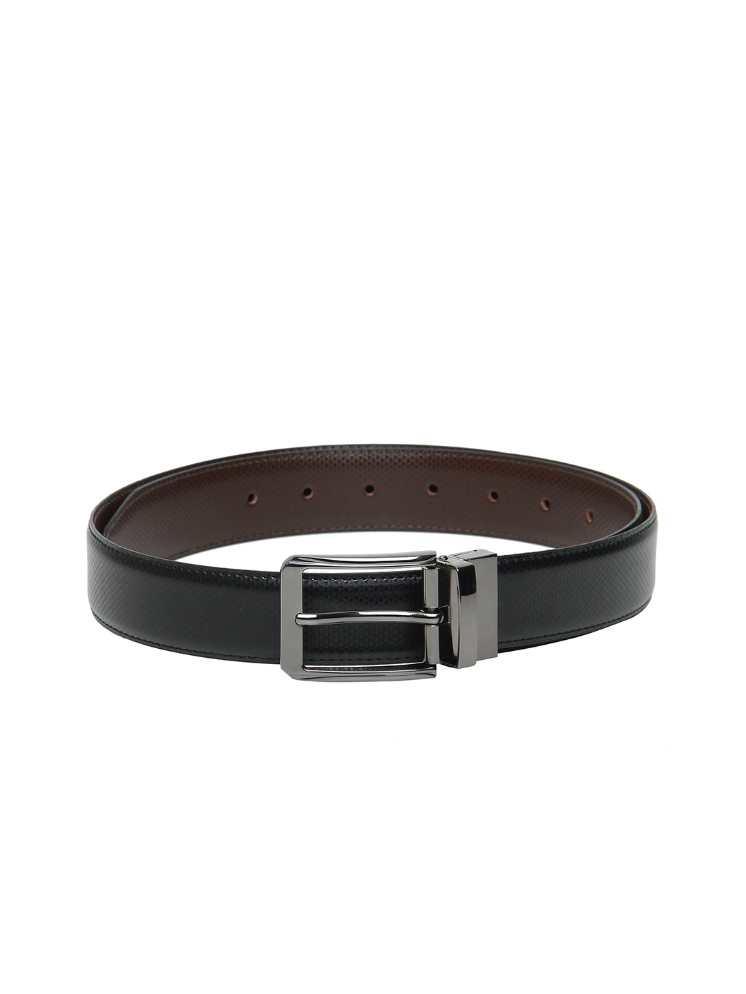 

Calvadoss Men Black Textured Reversible Belt