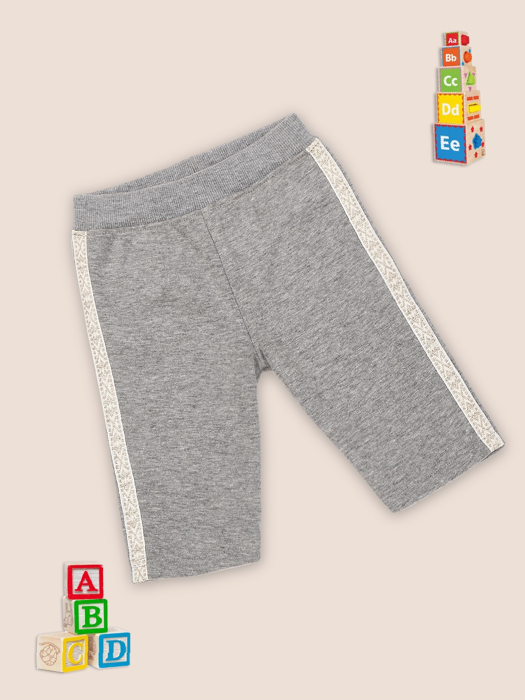 

MeeMee Infant Girls Grey Melange Solid Track Pants