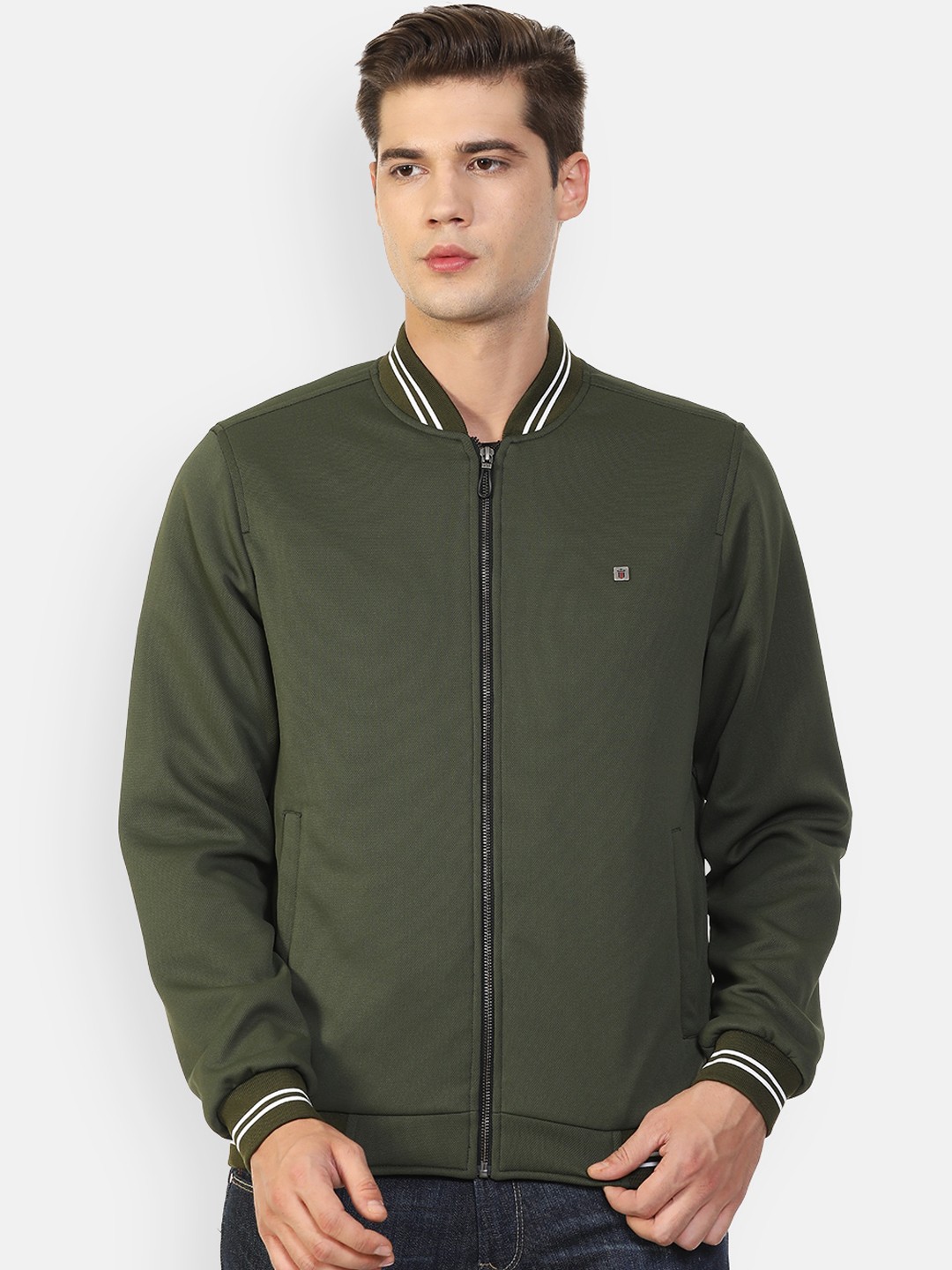 

Louis Philippe Sport Men Olive Green Bomber Jacket