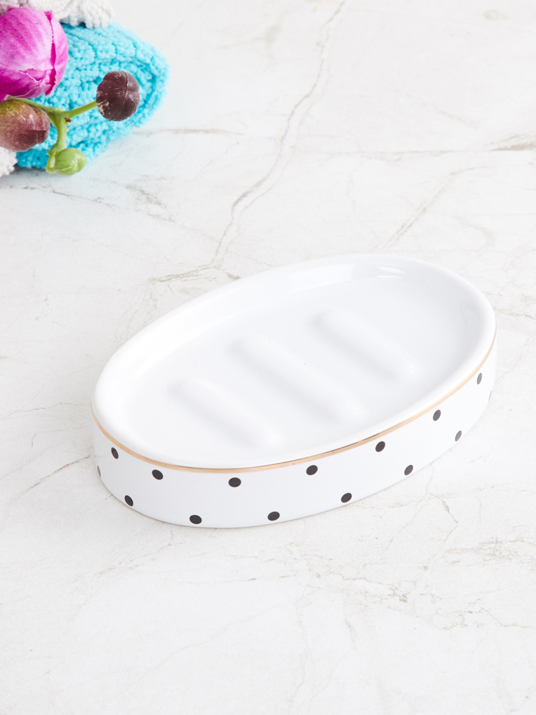 

Home Centre White Charlie Caden Printed Ceramic Soap Dish
