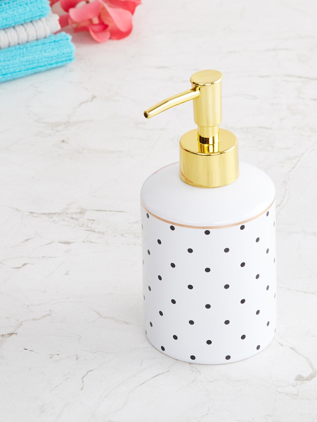 

Home Centre White Charlie Caden White Printed Ceramic Soap Dispenser
