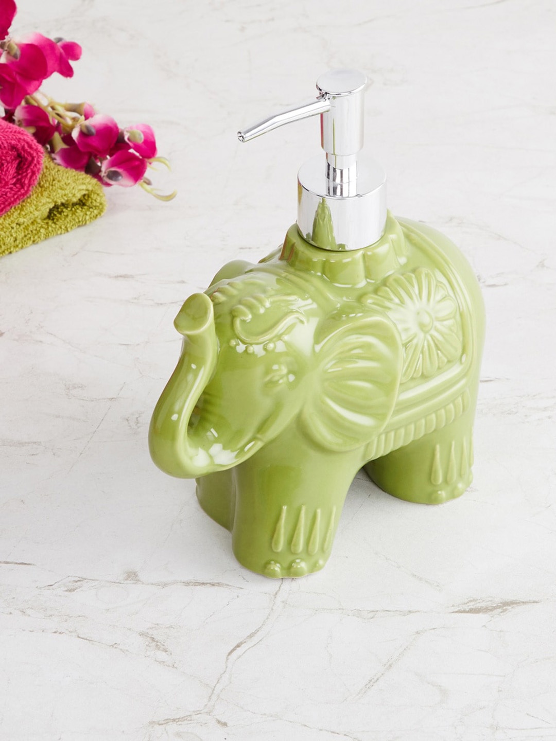 

Home Centre Green Art of Asia-Royal Retreat Elephant Green Ceramic Soap Dispenser