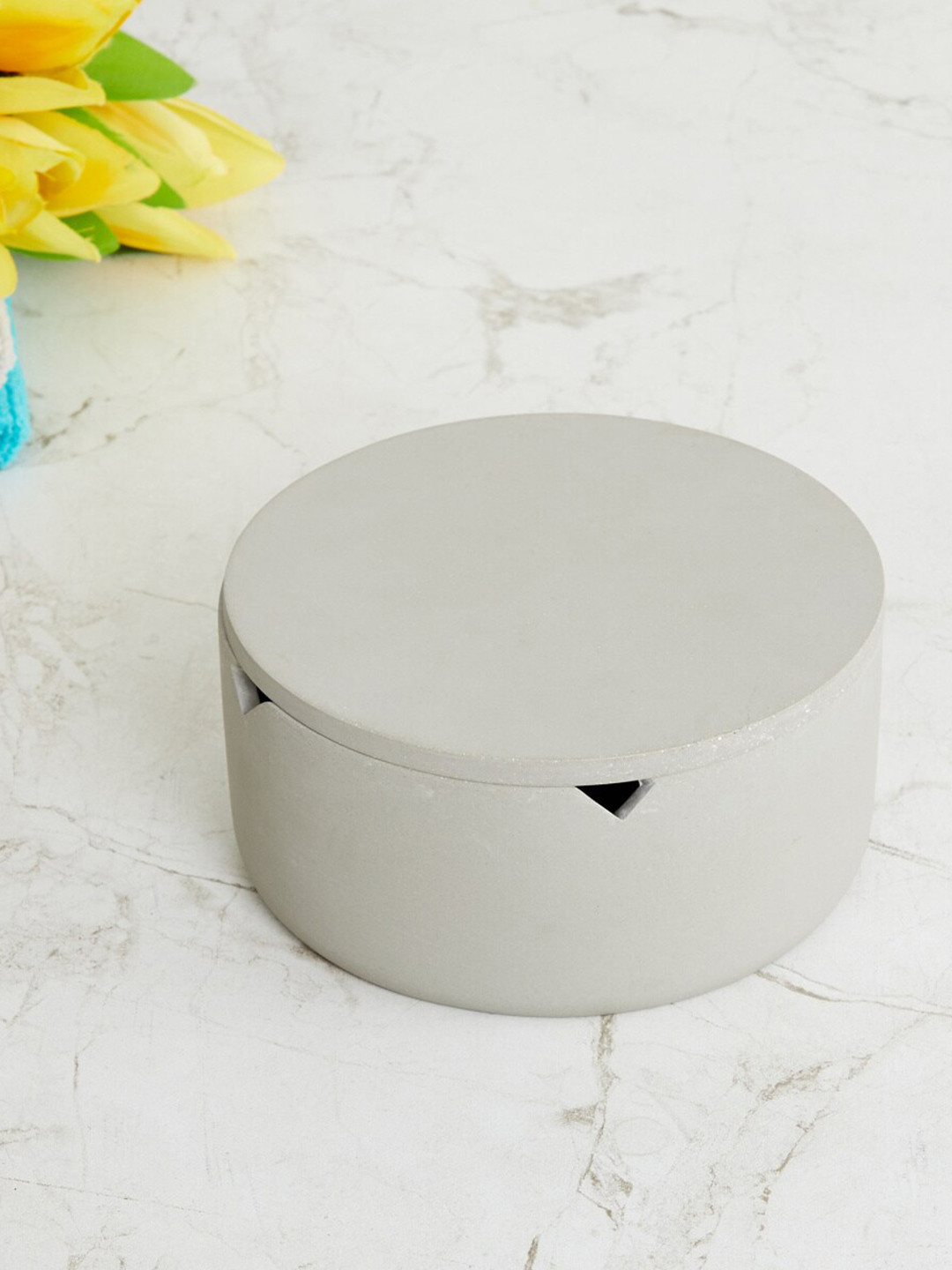 

Home Centre Grey Epoxy Nicole Cement Storage Box With Lid & Mirror