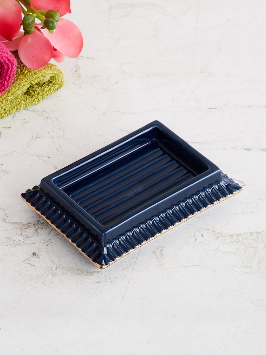 

Home Centre Blue Art of Asia-Pagoda Pride Simone Solid Ceramic Soap Dish