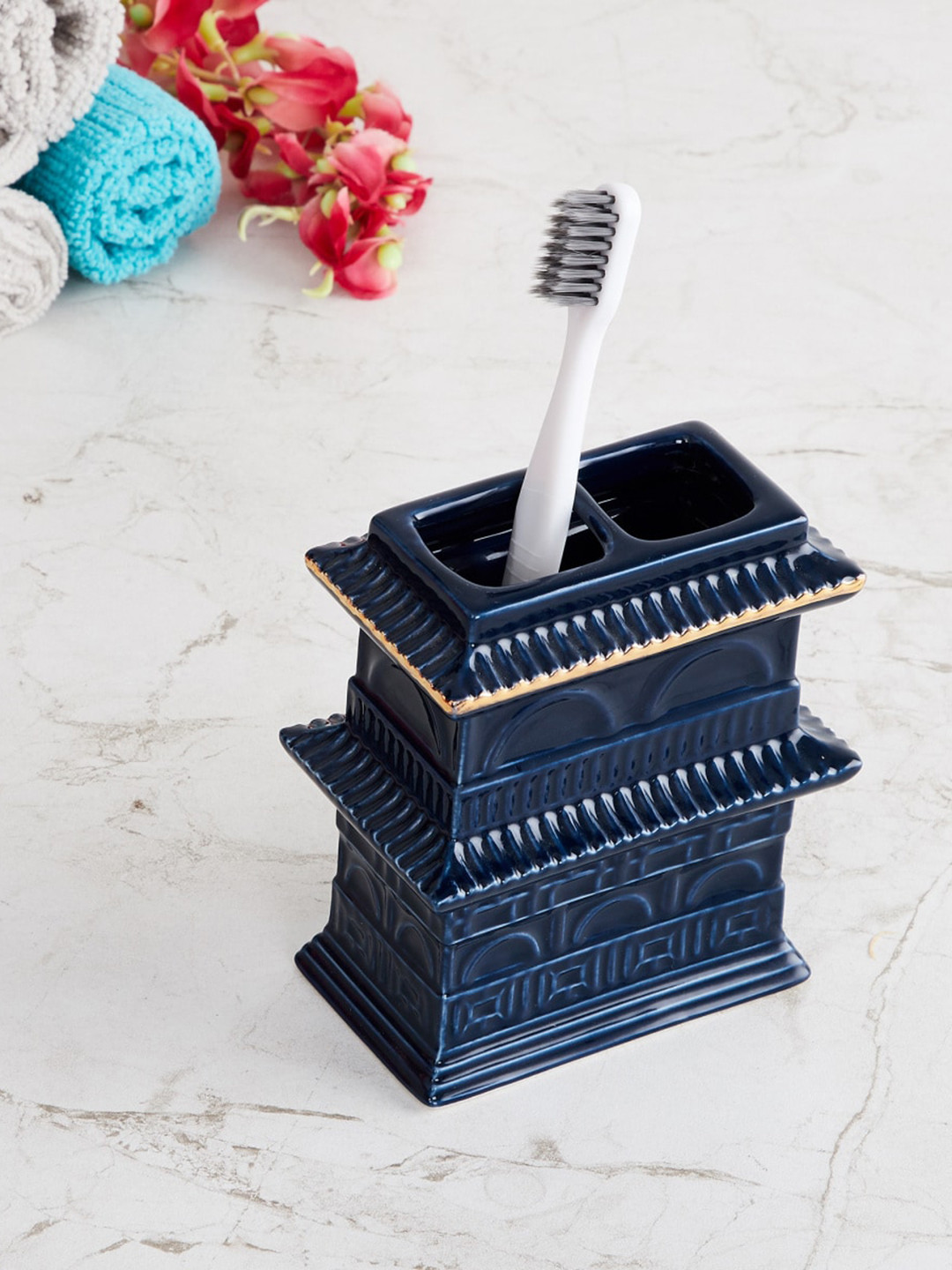 

Home Centre Blue Aoa Pagoda Pride Simone Ceramic Toothbrush Holder
