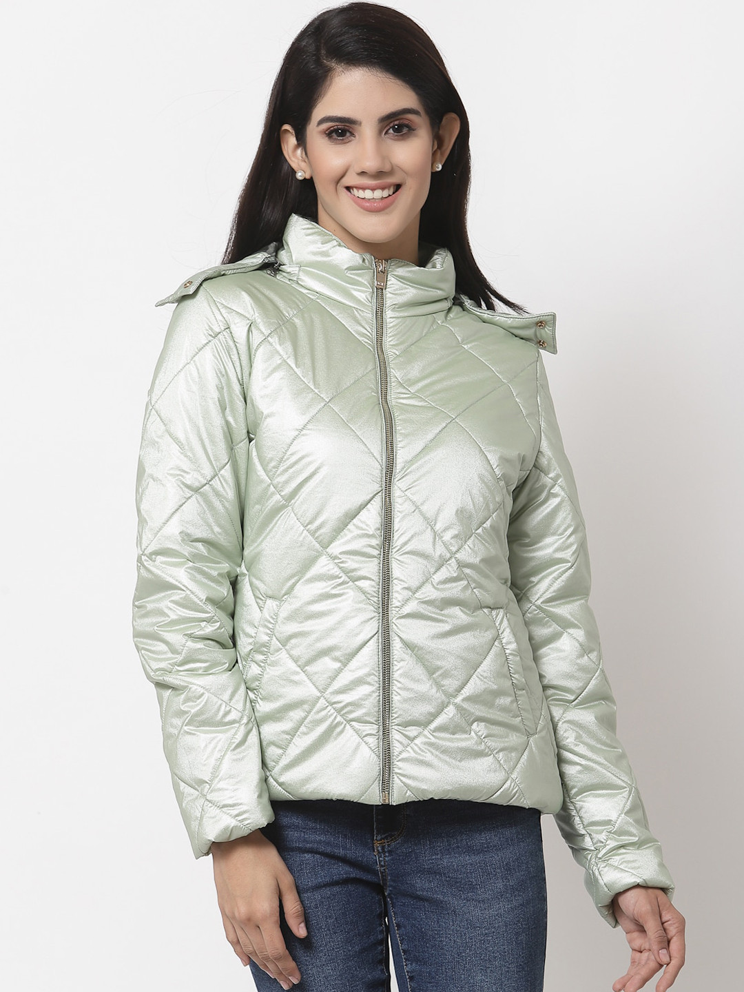 

Juelle Women Green Quilted Jacket