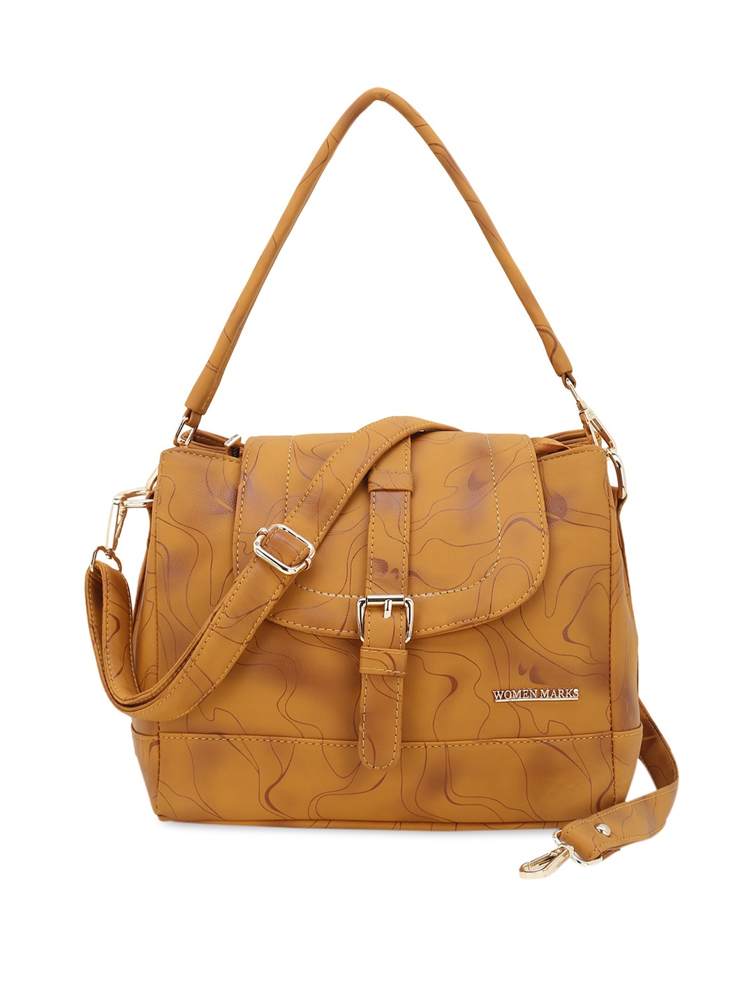 

WOMEN MARKS Tan Brown Printed PU Structured Handheld Bag
