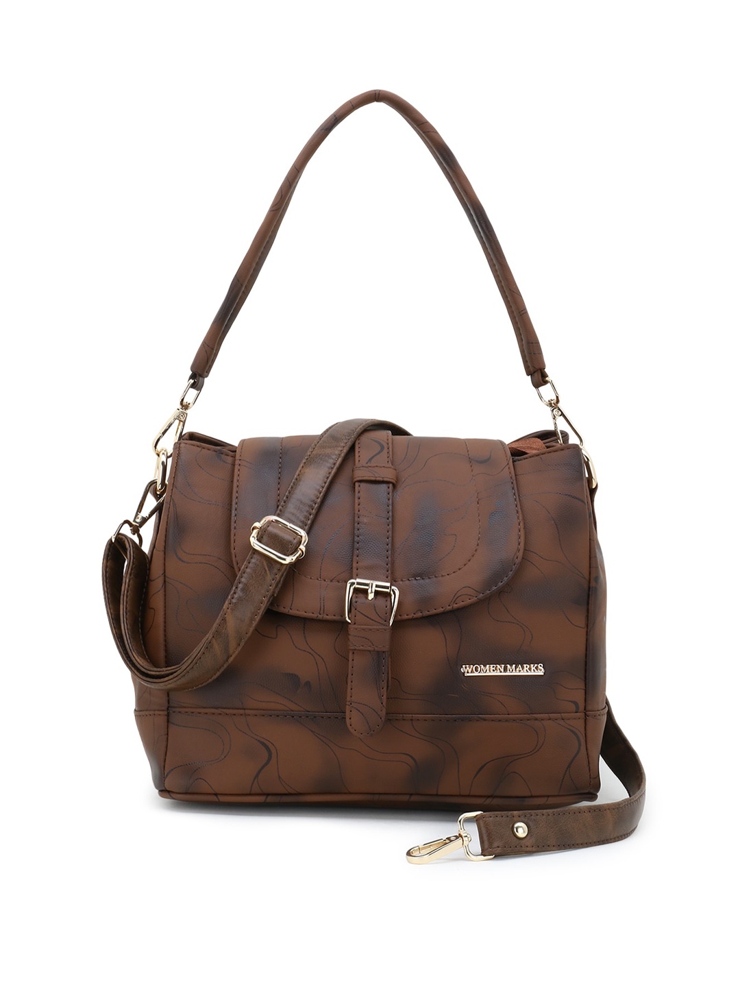 

WOMEN MARKS Brown Printed PU Structured Shoulder Bag
