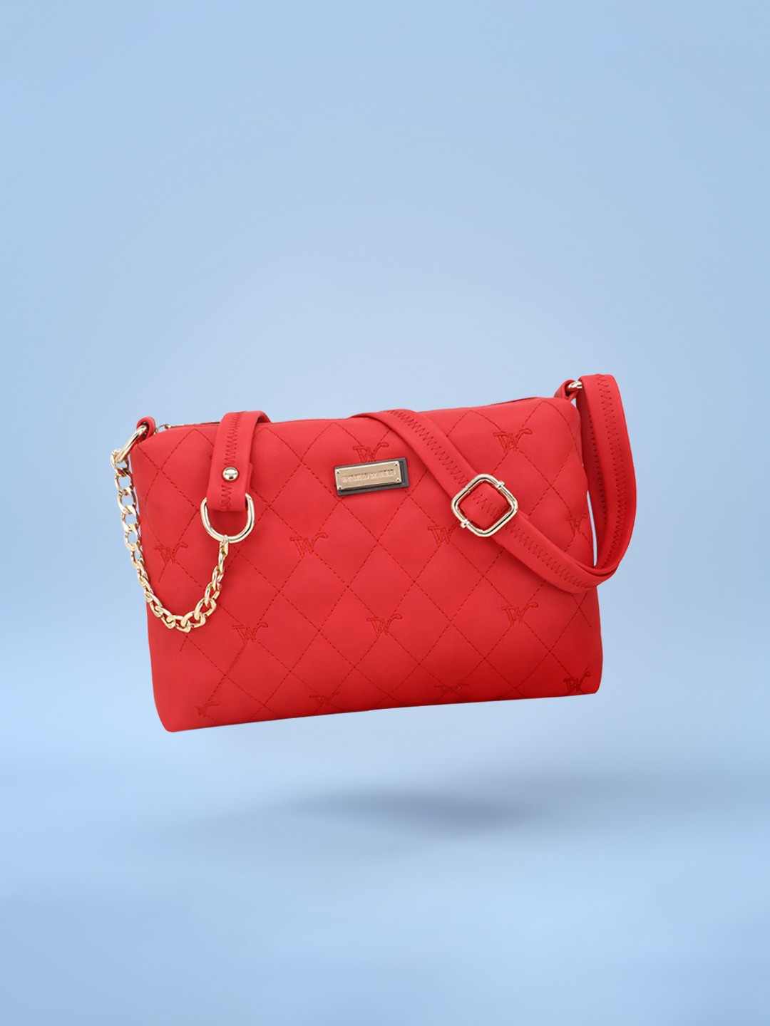 

WOMEN MARKS Red PU Structured Quilted Sling Bag