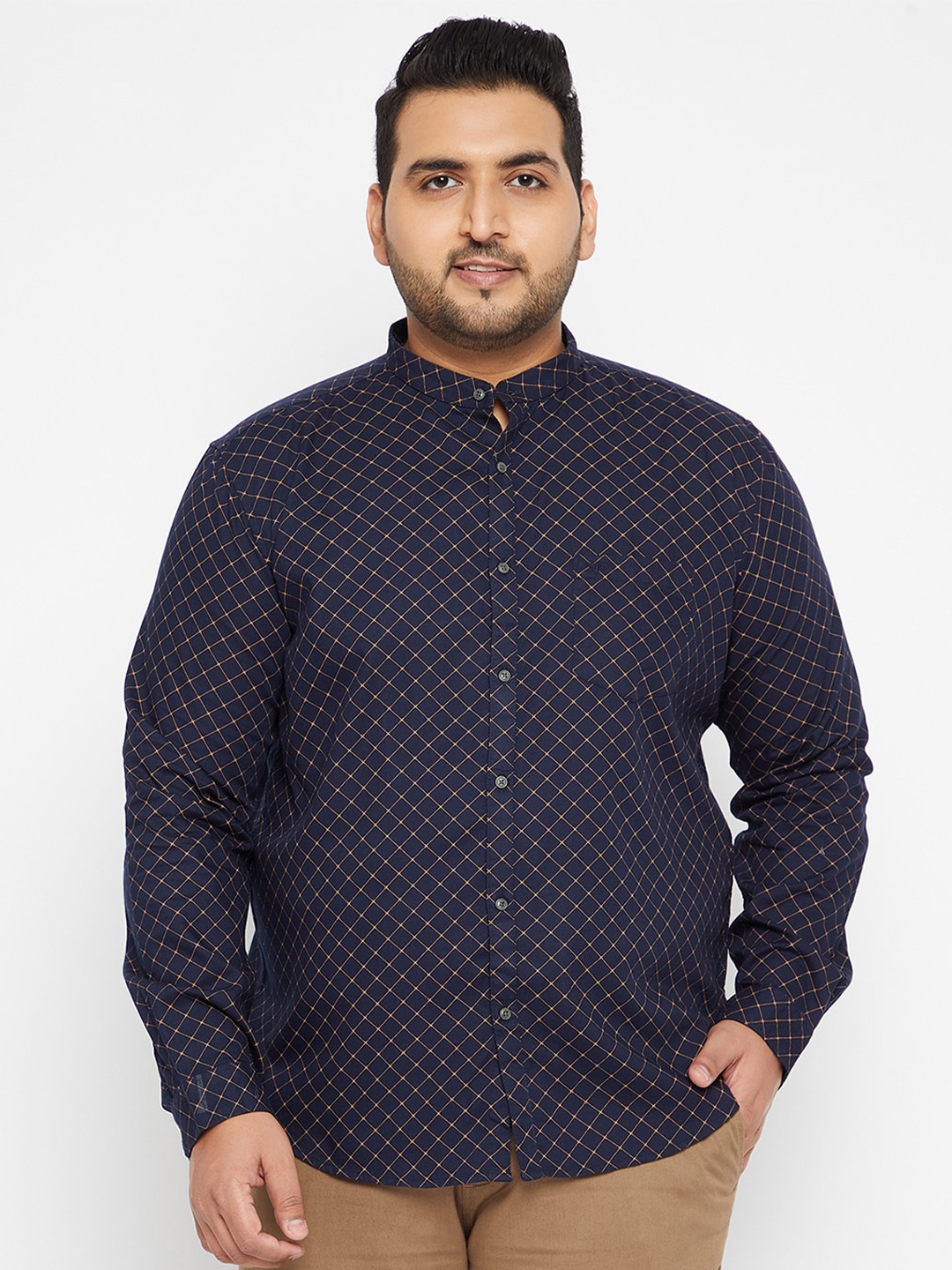 

SHOWOFF Plus Men Navy Blue Printed Casual Shirt