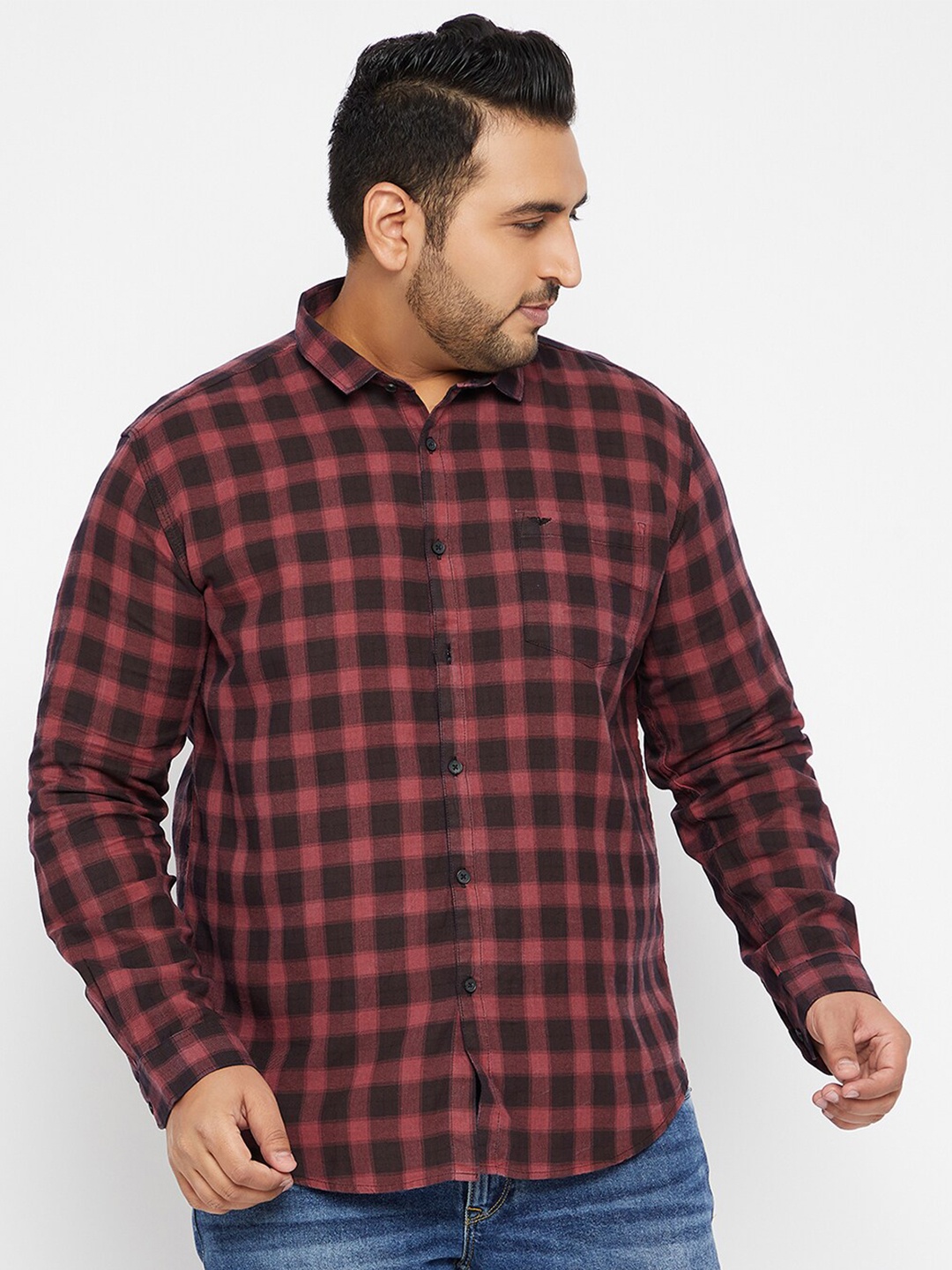 

SHOWOFF Plus Men Navy Blue Tartan Checks Checked Casual Shirt