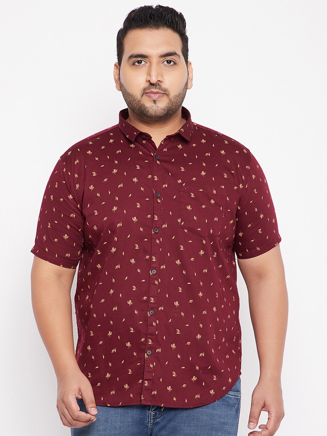 

SHOWOFF Plus Men Maroon Printed Casual Shirt