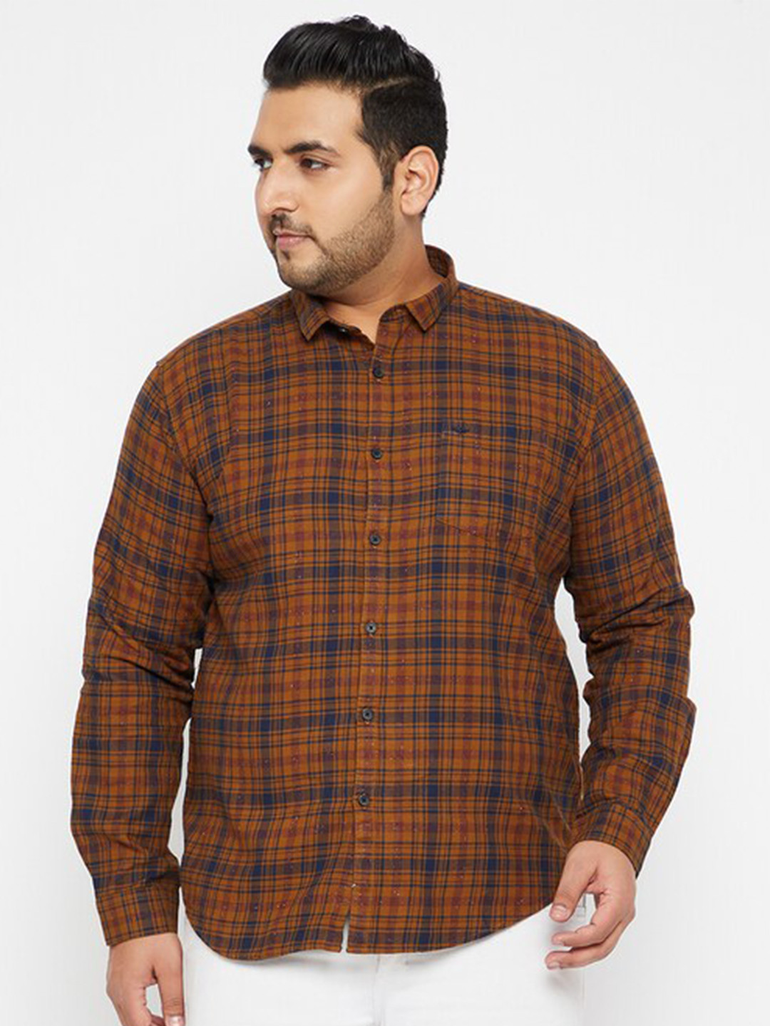 

SHOWOFF Plus Men Brown Tartan Checked Casual Shirt