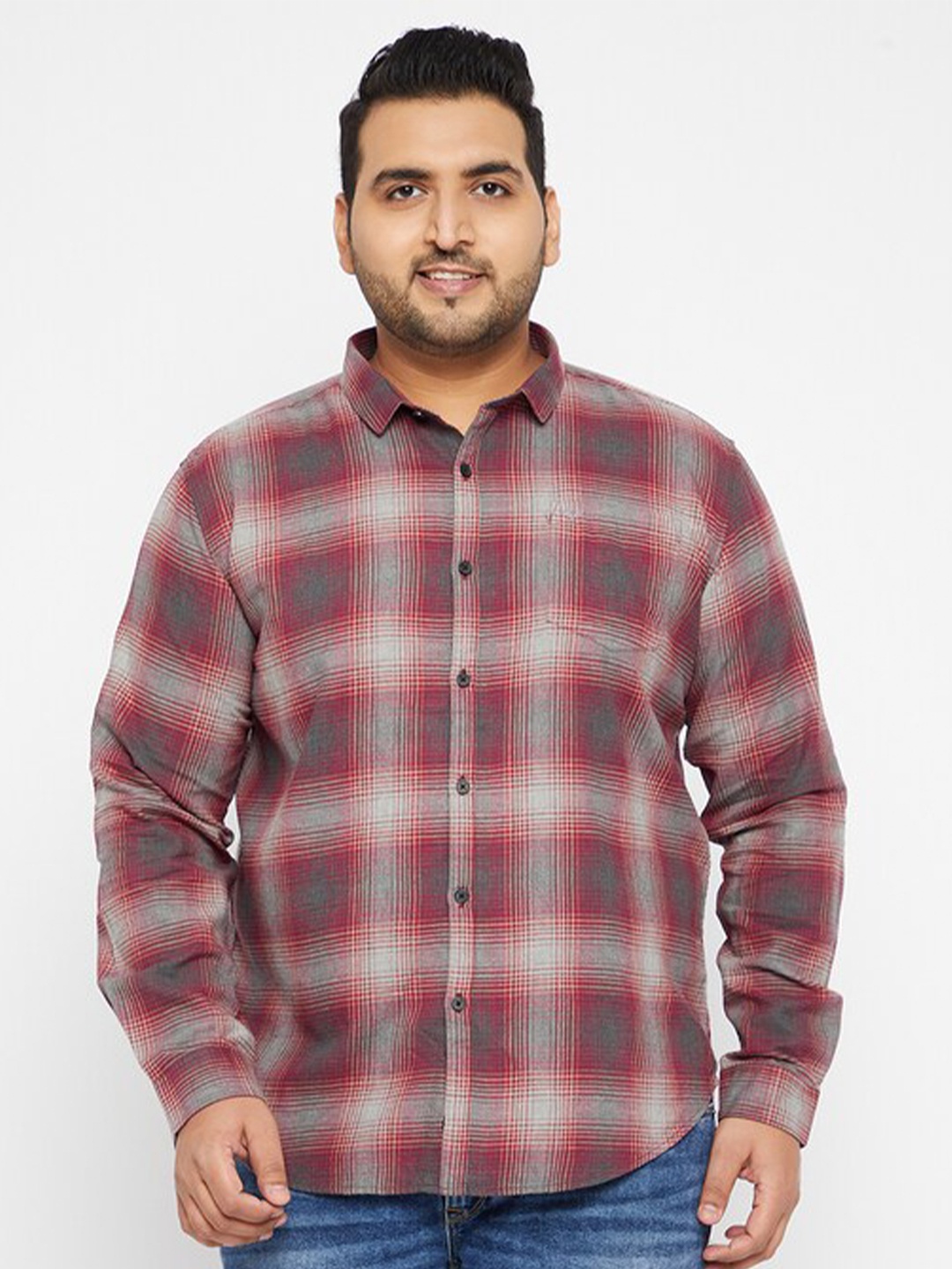 

SHOWOFF Plus Men Grey Checked Casual Shirt