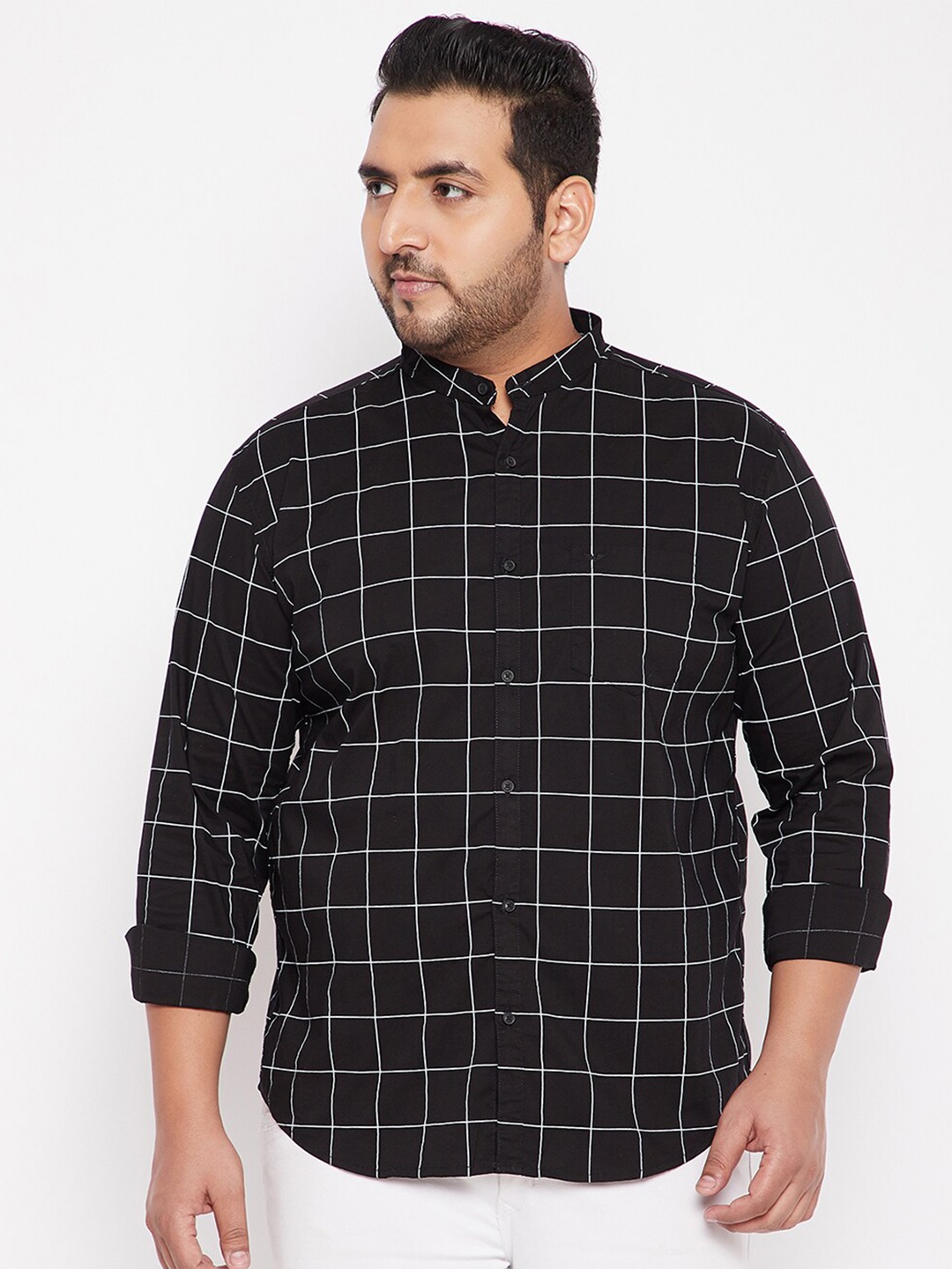 

SHOWOFF Plus Men Black Windowpane Checks Checked Casual Shirt