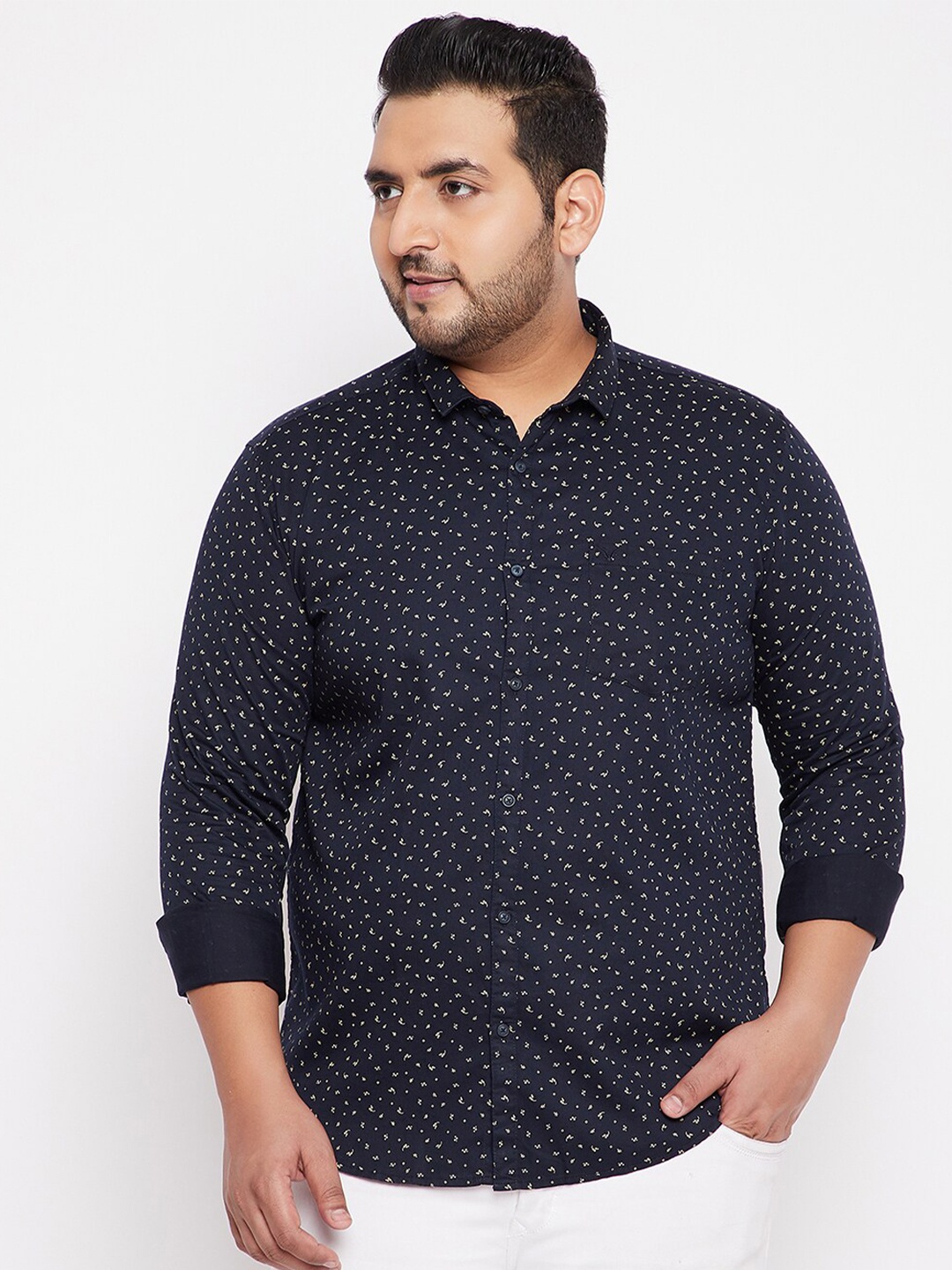

SHOWOFF Plus Men Navy Blue Printed Casual Shirt
