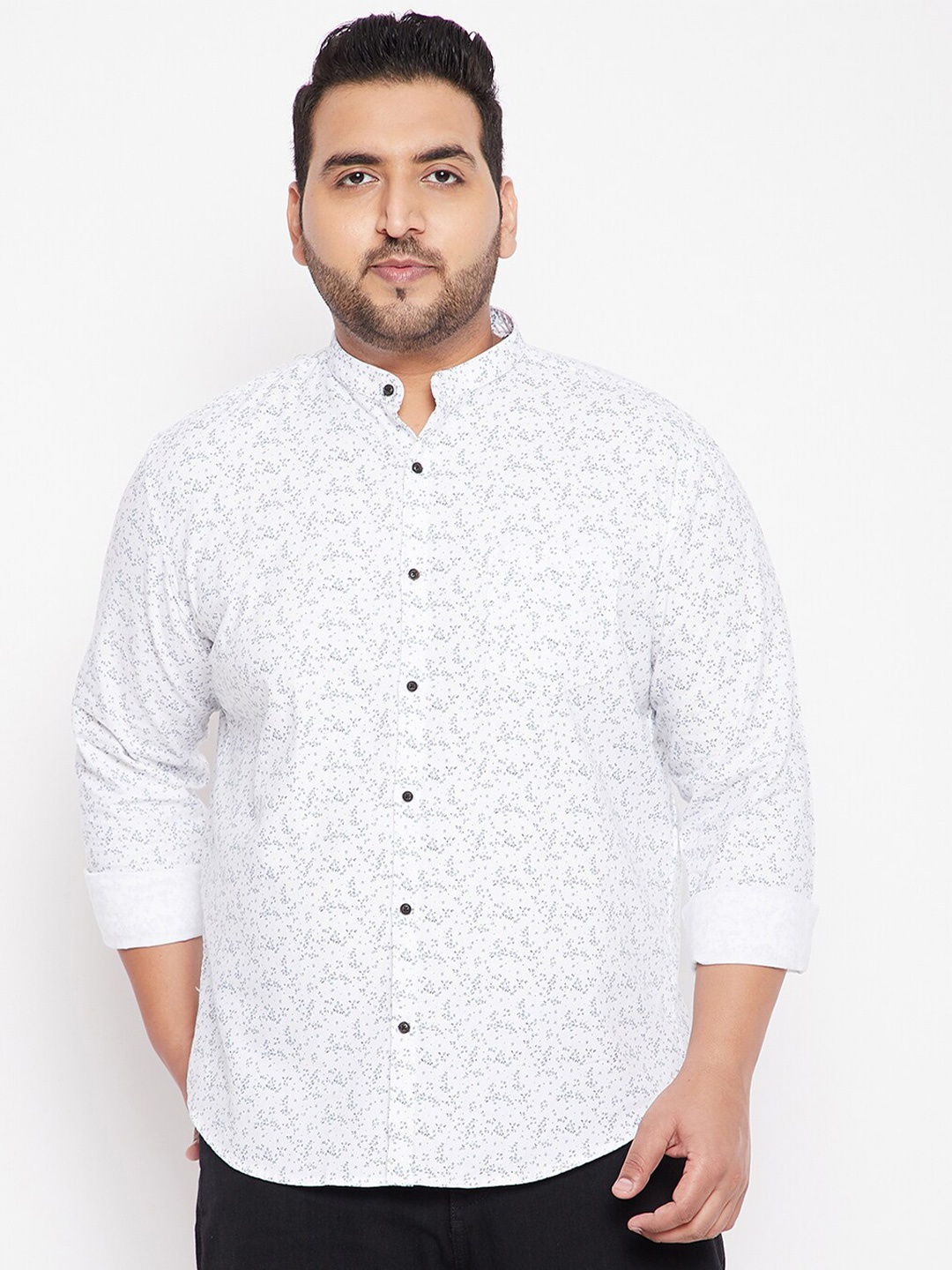 SHOWOFF Plus Men White Floral Printed Casual Shirt