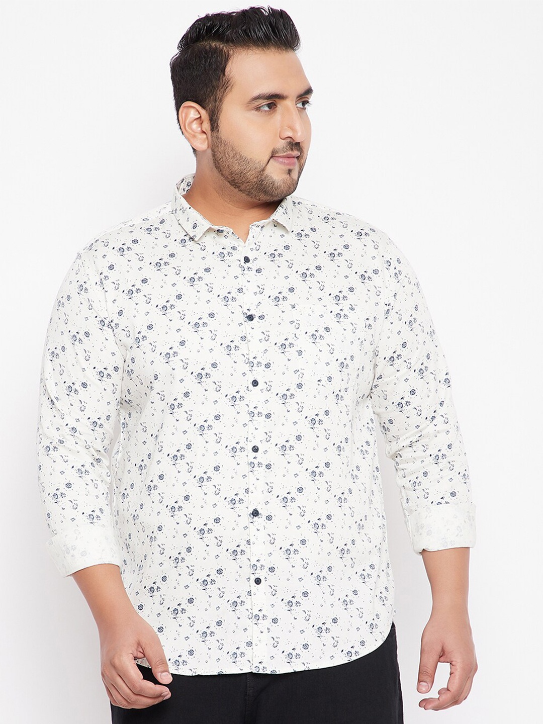 

SHOWOFF Plus Men Cream-Coloured Floral Printed Casual Shirt
