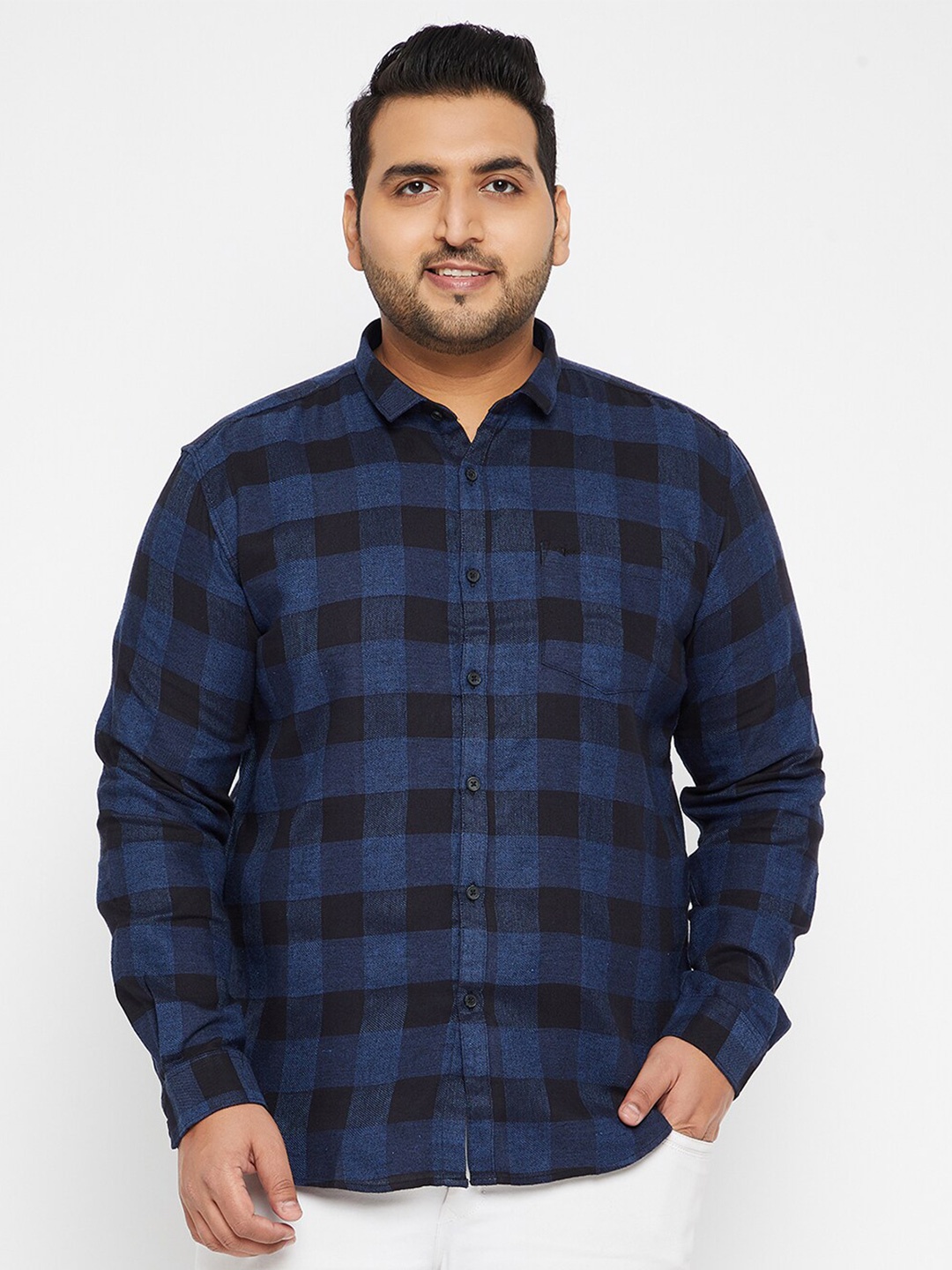 

SHOWOFF Plus Men Navy Blue Buffalo Checks Checked Casual Shirt