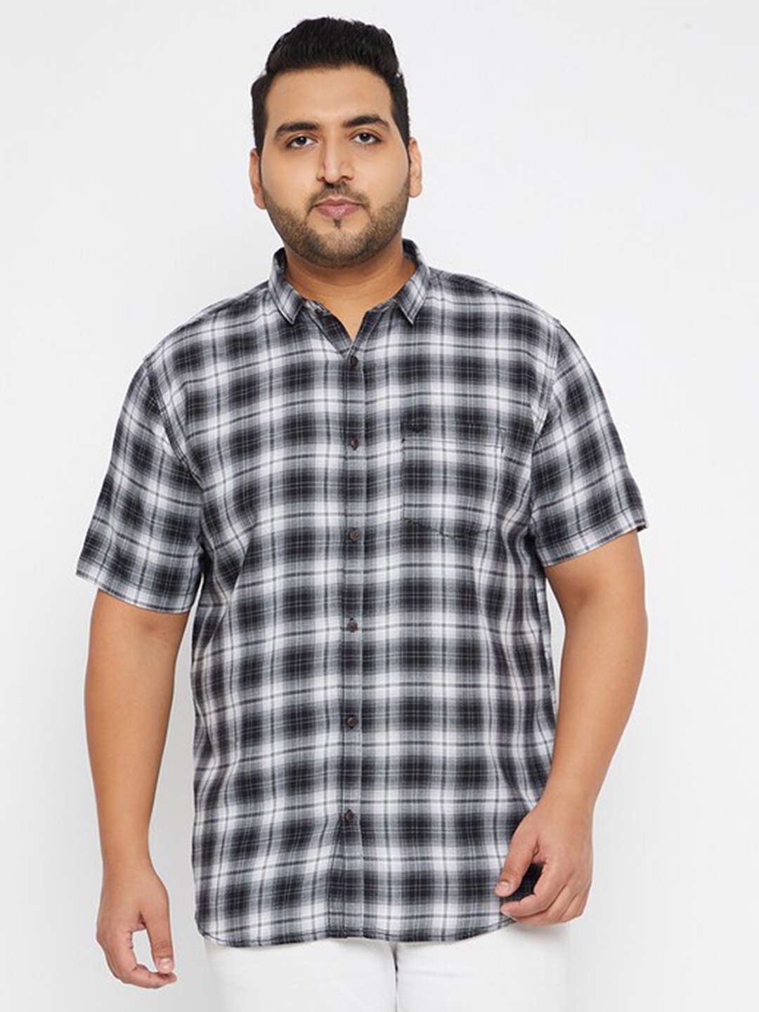 

SHOWOFF Plus Men Black Tartan Checks Checked Casual Shirt