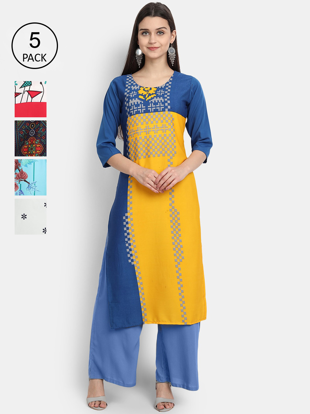 

7Threads Women Multicoloured Embroidered Crepe Kurta, Multi