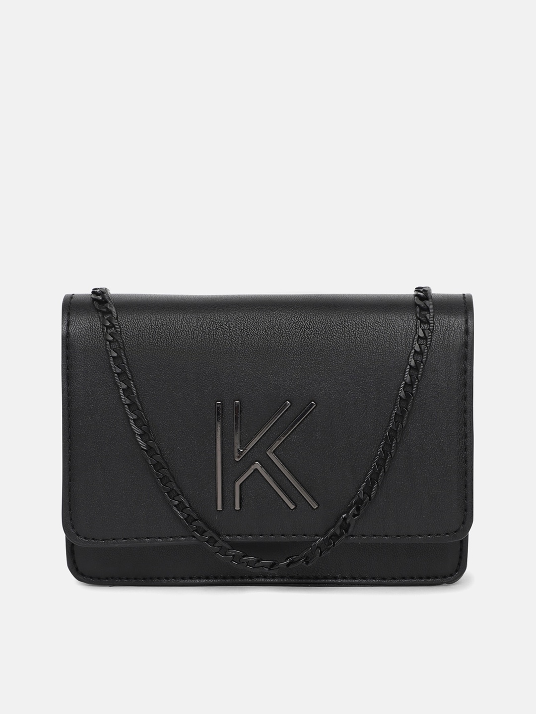 

KENDALL & KYLIE Black Bucket Sling Bag with Cut Work