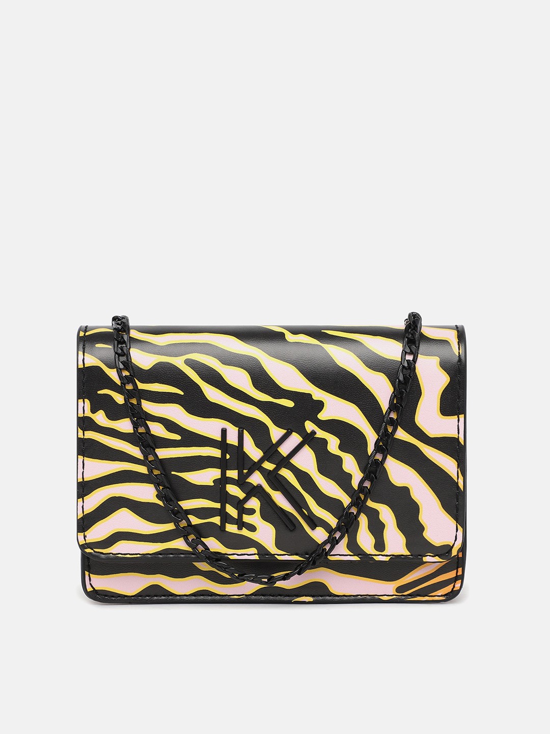 

KENDALL & KYLIE Multicoloured Printed Structured Sling Bag with Fringed, Multi