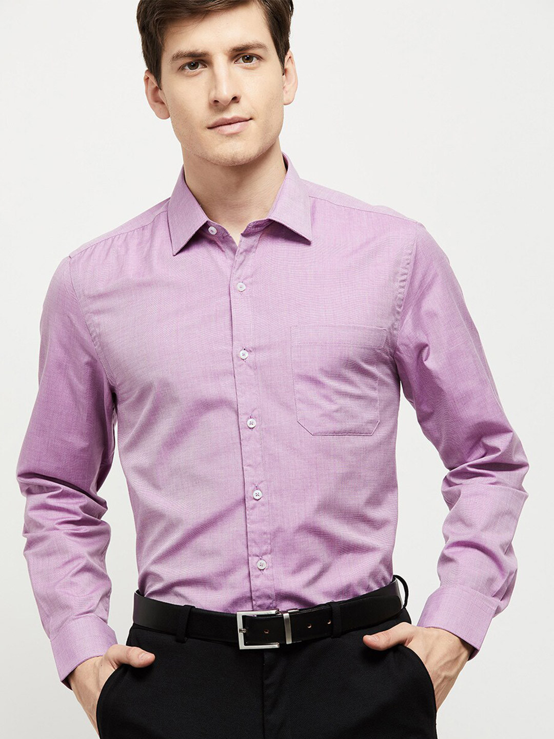 

max Men Lavender Solid Formal Shirt