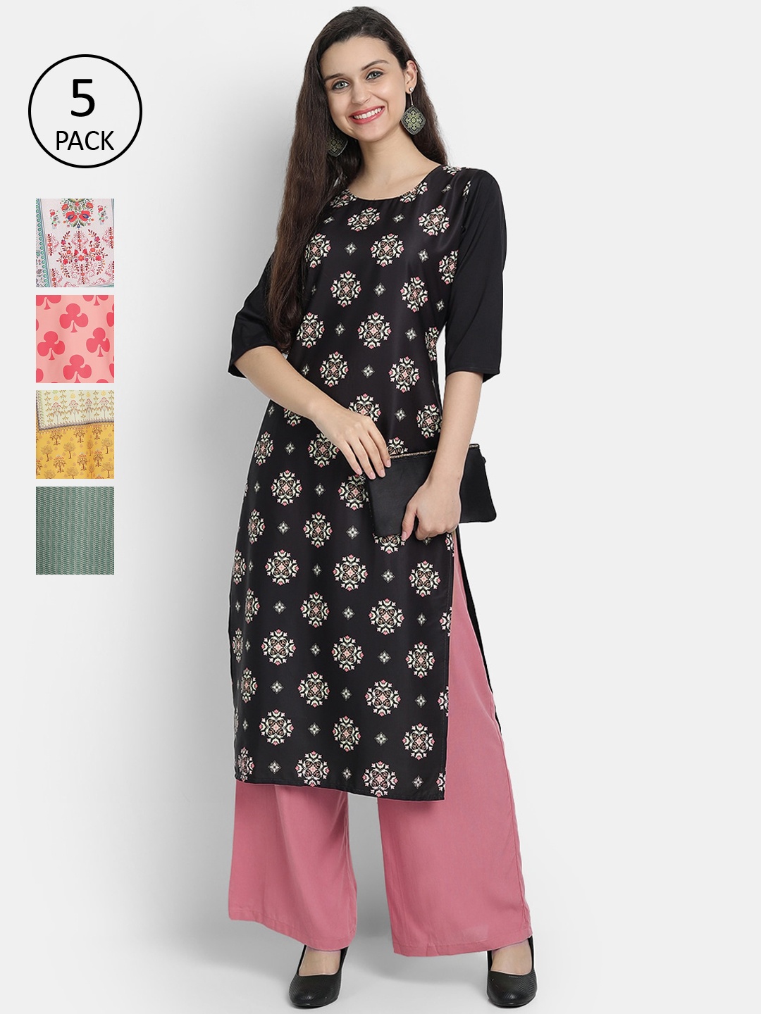 

7Threads Women Multicoloured Geometric Printed Crepe Kurta, Multi