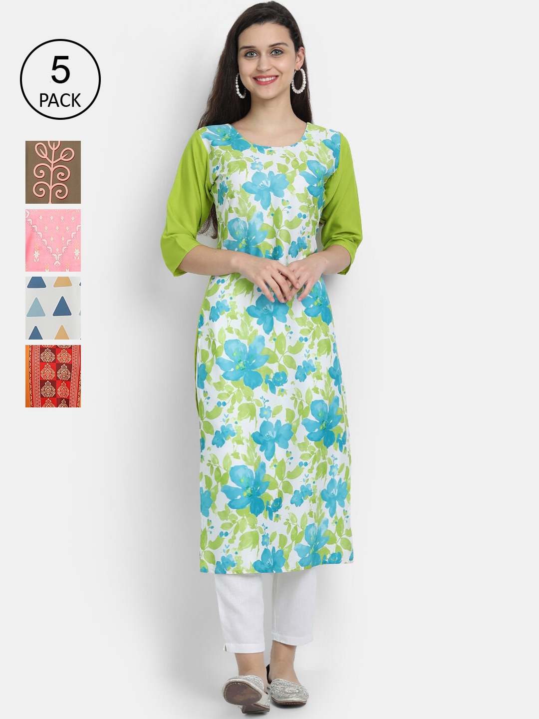 

7Threads Women Pack Of 5 Kurtas, Multi