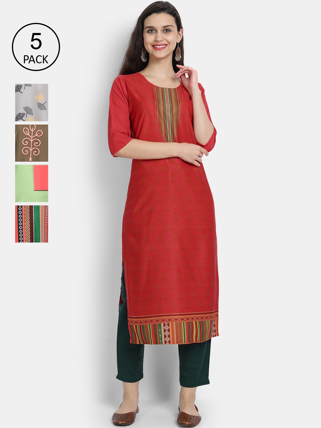 

7Threads Women Pack Of 5 Kurtas, Multi