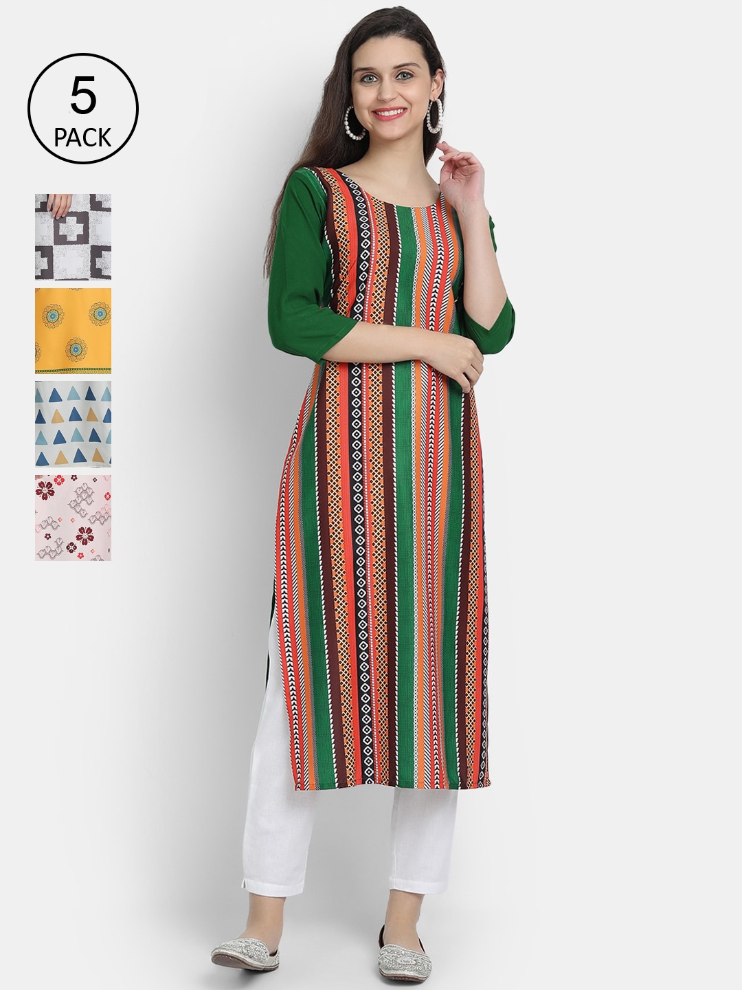

7Threads Women Pack Of 5 Kurtas, Multi