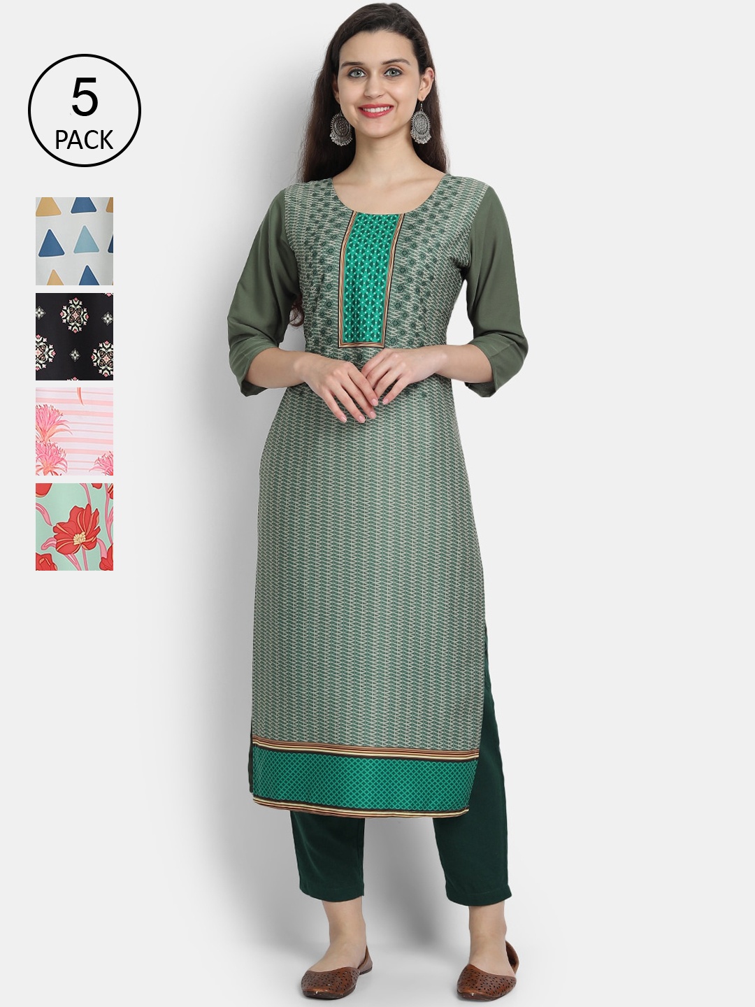

7Threads Women Pack Of 5 Kurtas, Multi