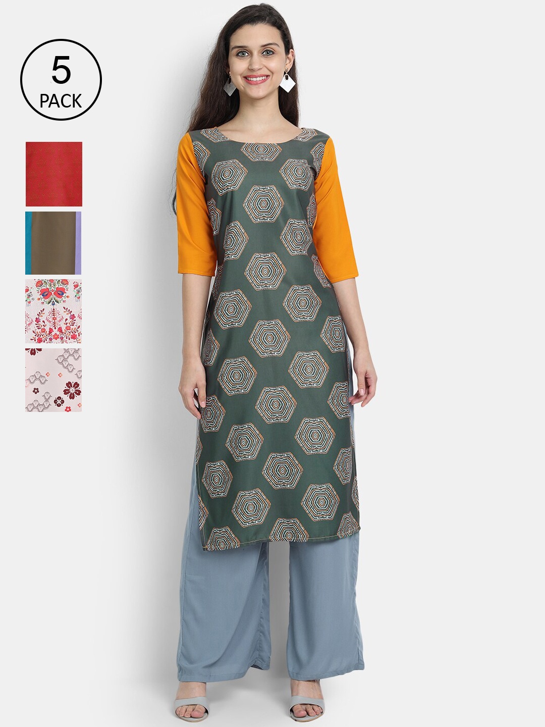 

7Threads Women Multicoloured Floral Printed Thread Work Crepe Kurta, Multi