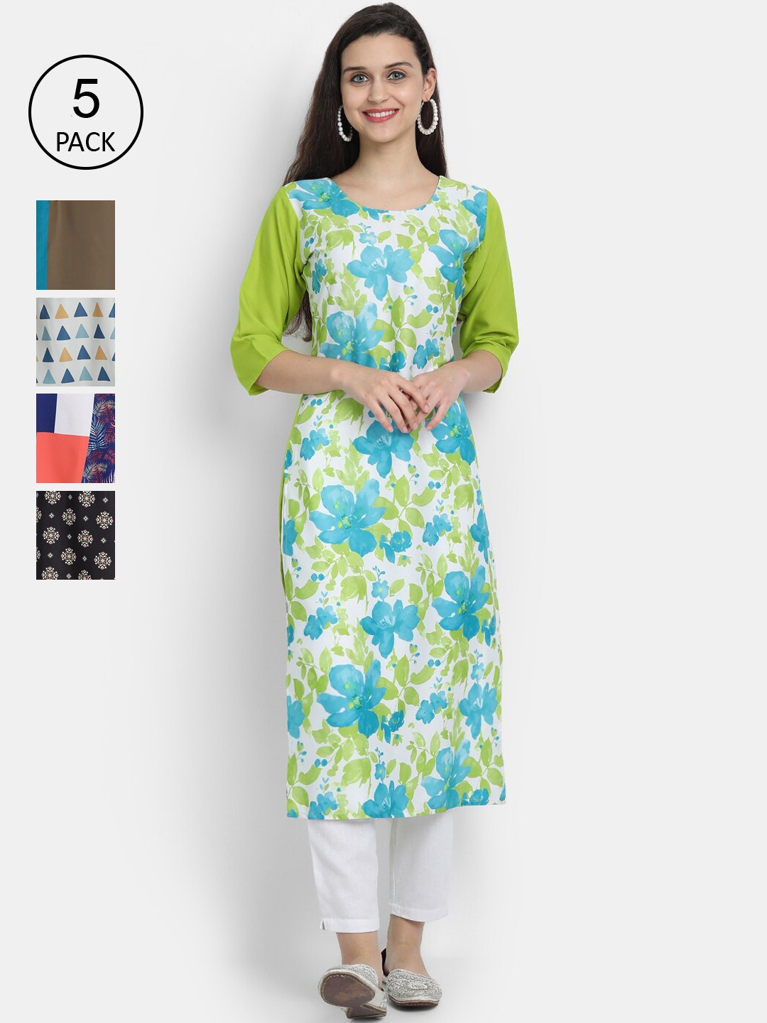 

7Threads Women Pack Of 5 Kurtas, Multi