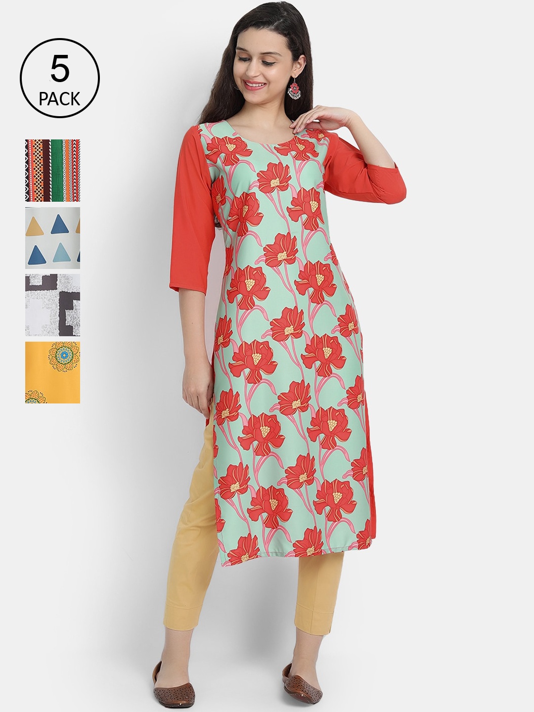 

7Threads Women Pack Of 5 Kurtas, Multi