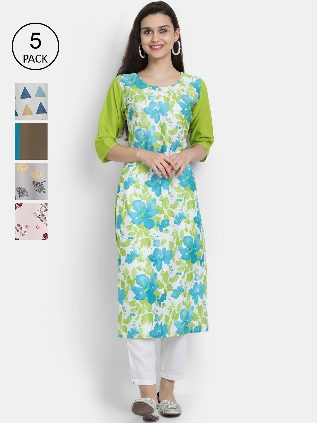 

7Threads Women Multicoloured Geometric Printed Thread Work Crepe Kurta, Multi