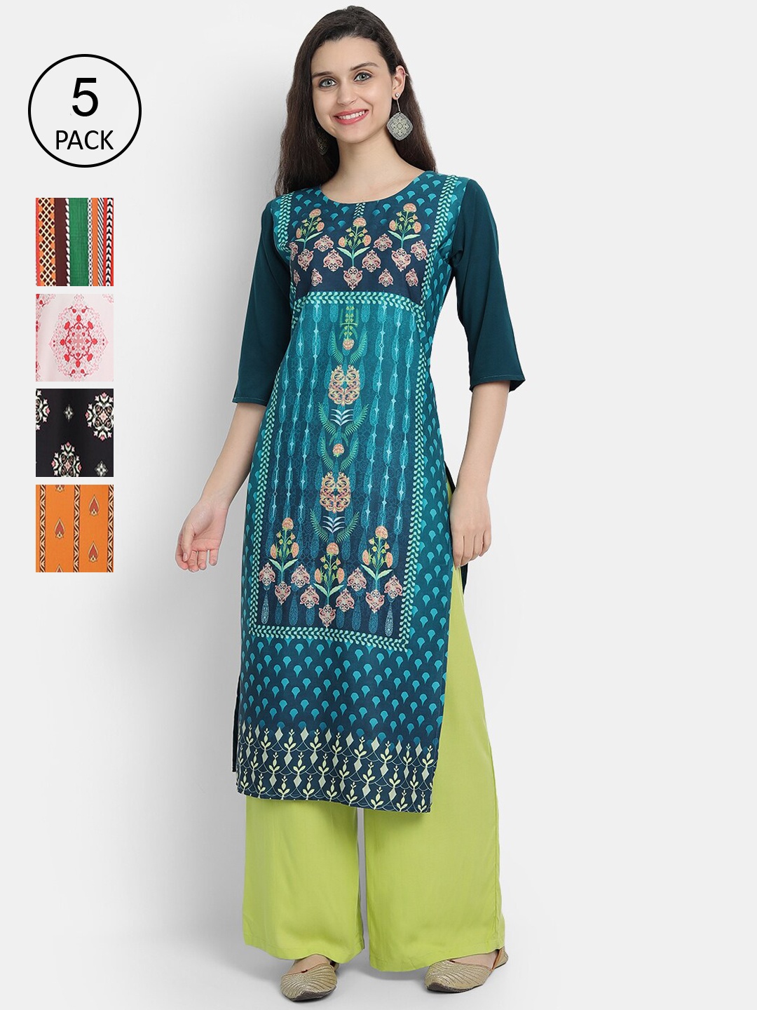 

7Threads Women Pack Of 5 Kurtas, Multi