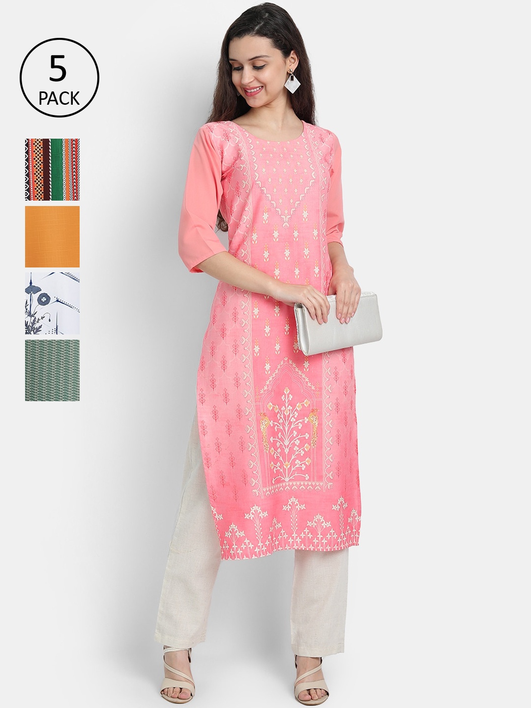 

7Threads Women Pack Of 5 Kurtas, Multi