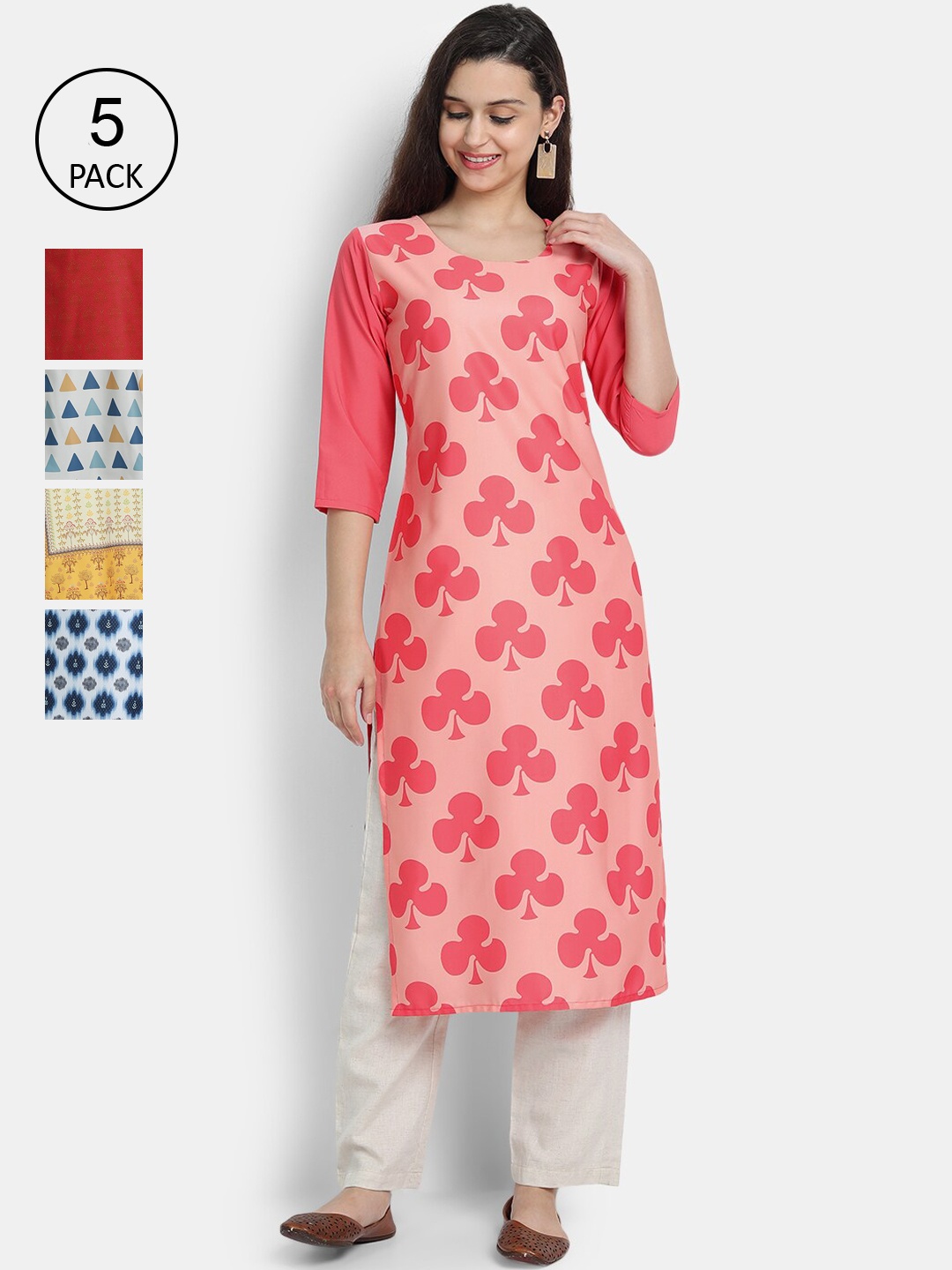 

7Threads Women Multicoloured Geometric Printed Crepe Kurta, Multi