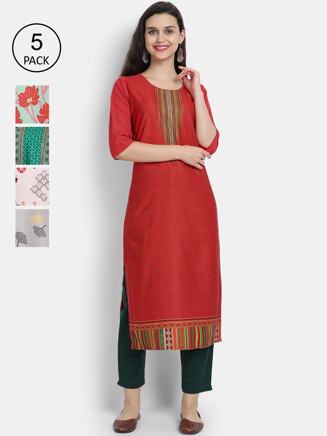 

7Threads Women Pack Of 5 Kurtas, Multi