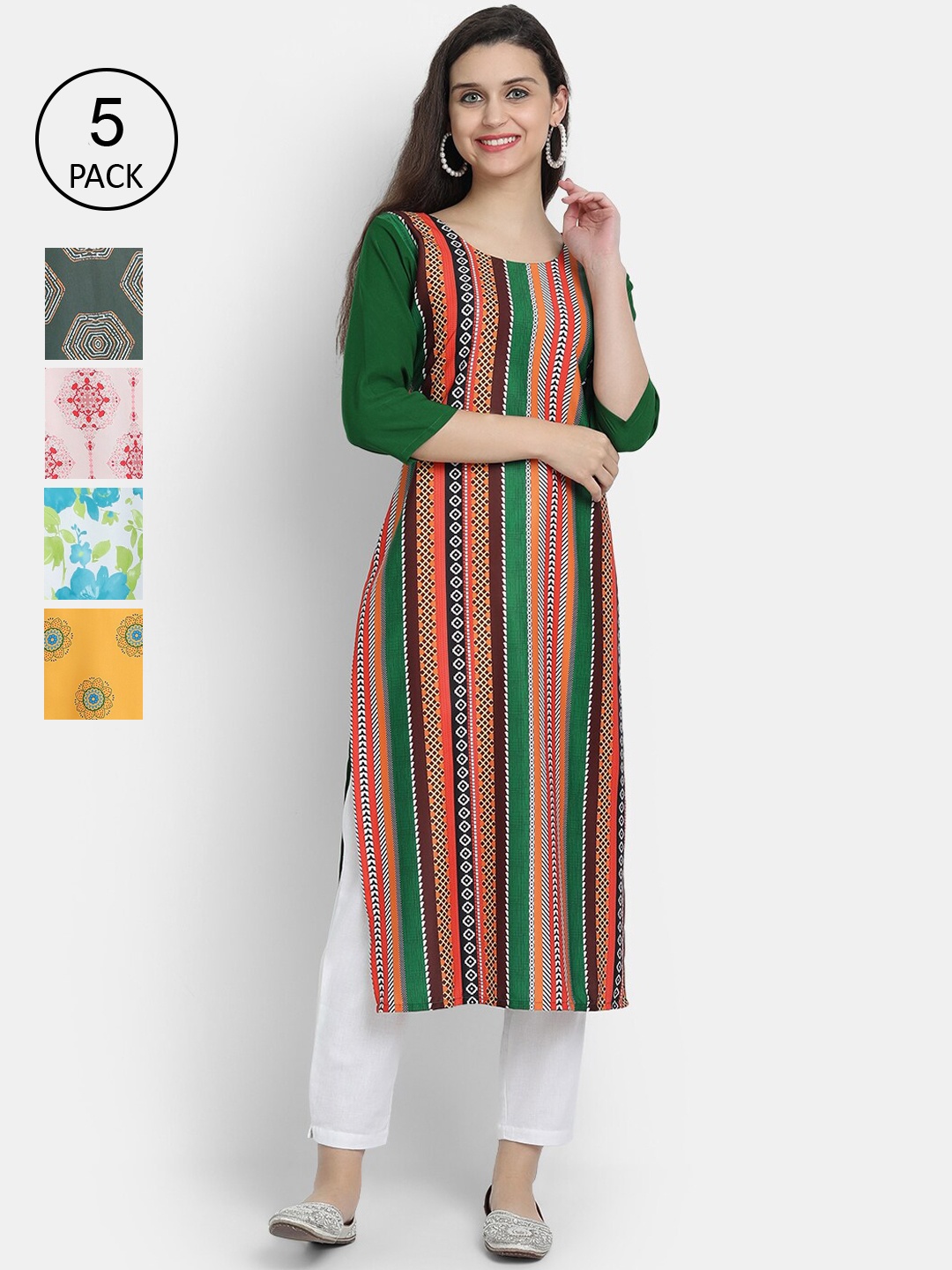 

7Threads Women Multicoloured Printed Crepe Kurta, Multi