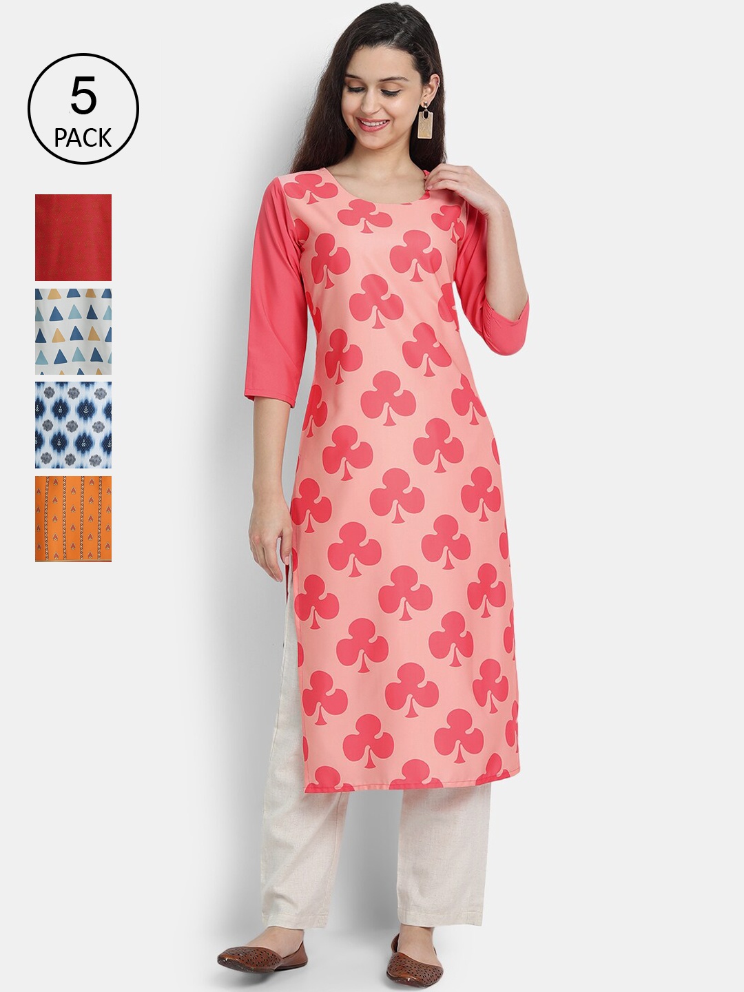 

7Threads Women Multicoloured Ethnic Motifs Printed Patchwork Crepe Kurta, Multi