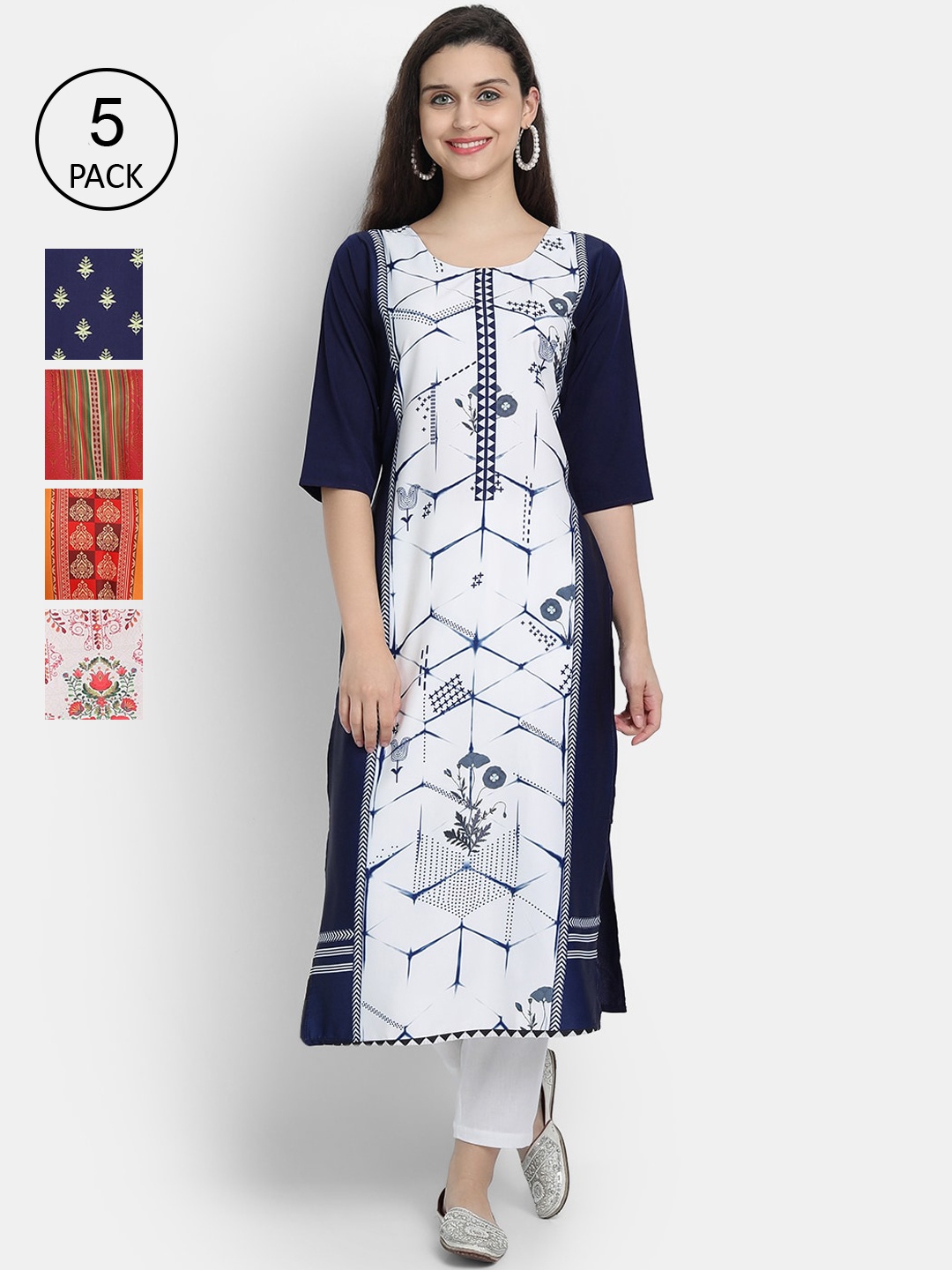 

7Threads Women Multicoloured Thread Work Crepe Kurta, Multi