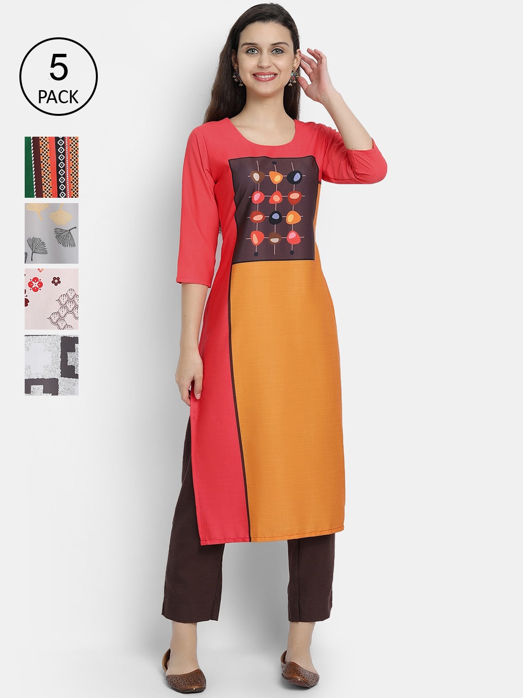 

7Threads Women Pack Of 5 Kurtas, Multi