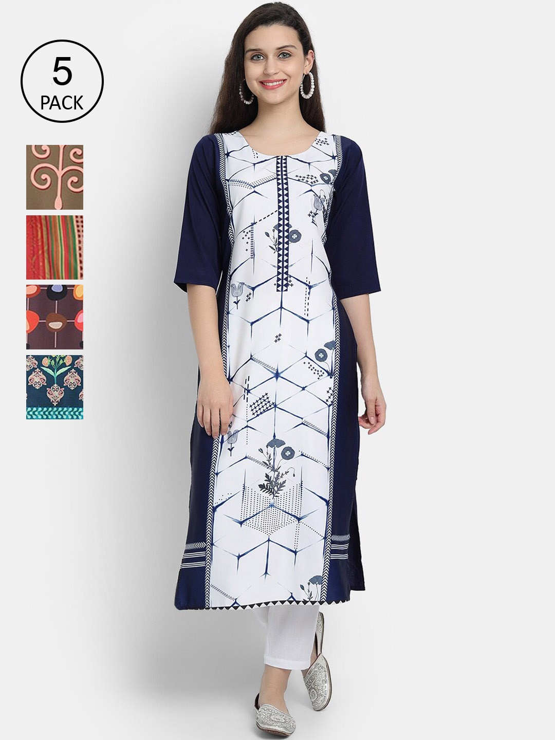 

7Threads Women Multicoloured Thread Work Crepe Kurta, Multi