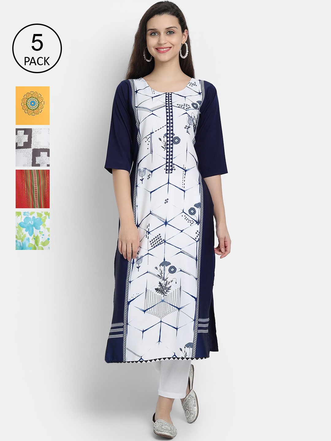 

7Threads Women Multicoloured Printed Crepe Kurta, Multi
