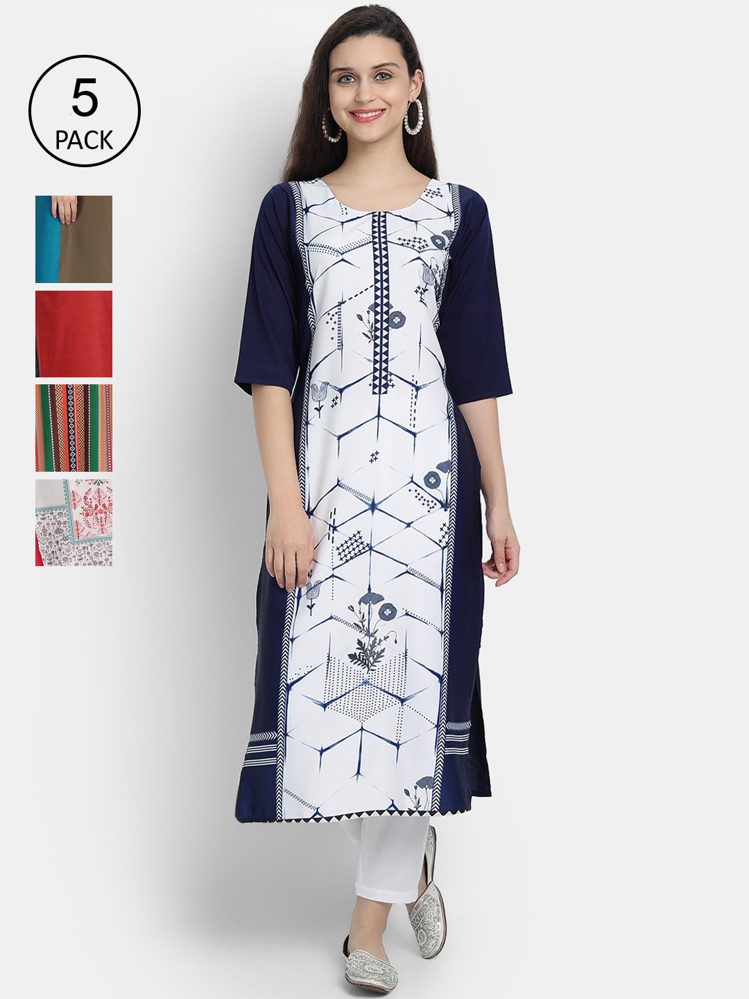 

7Threads Women Multicoloured Thread Work Crepe Kurta, Multi