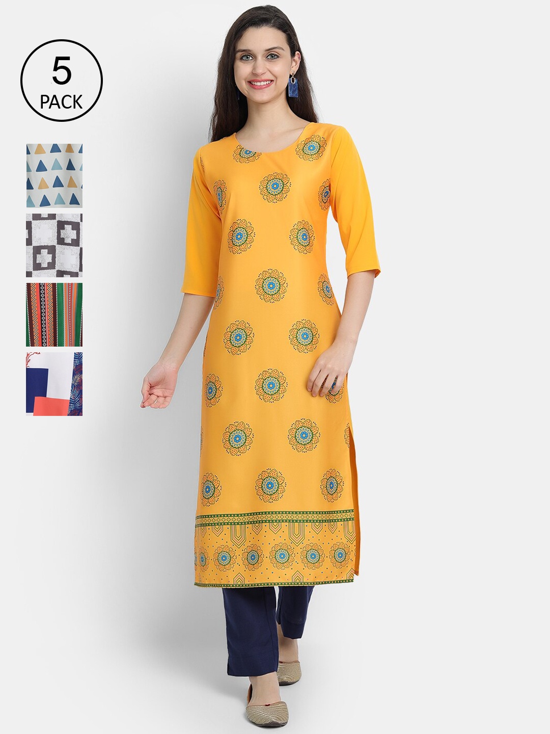 

7Threads Women Pack Of 5 Kurtas, Multi